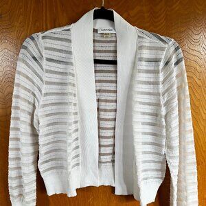Calvin Klein White Sheer Crop Cardigan